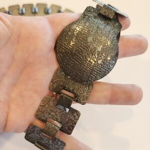 Vintage 70s Chain Belt 🔆 Silver Toned with Floral Etching